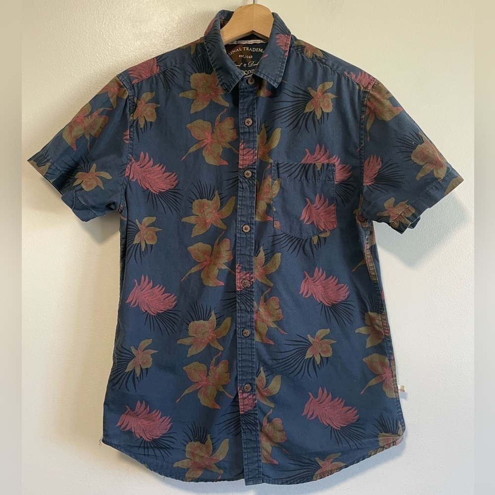 Zip Code Navy Blue Men’s  Hawaian Button Up Shirt